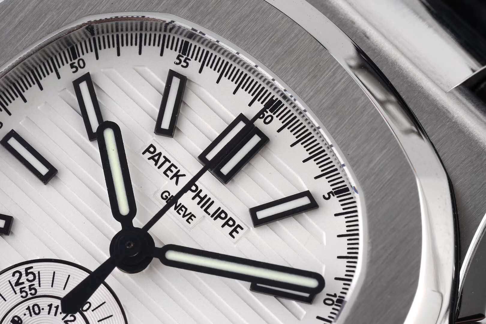 Nautilus 5980/1A-019 White Dial in Steel on Leather Strap