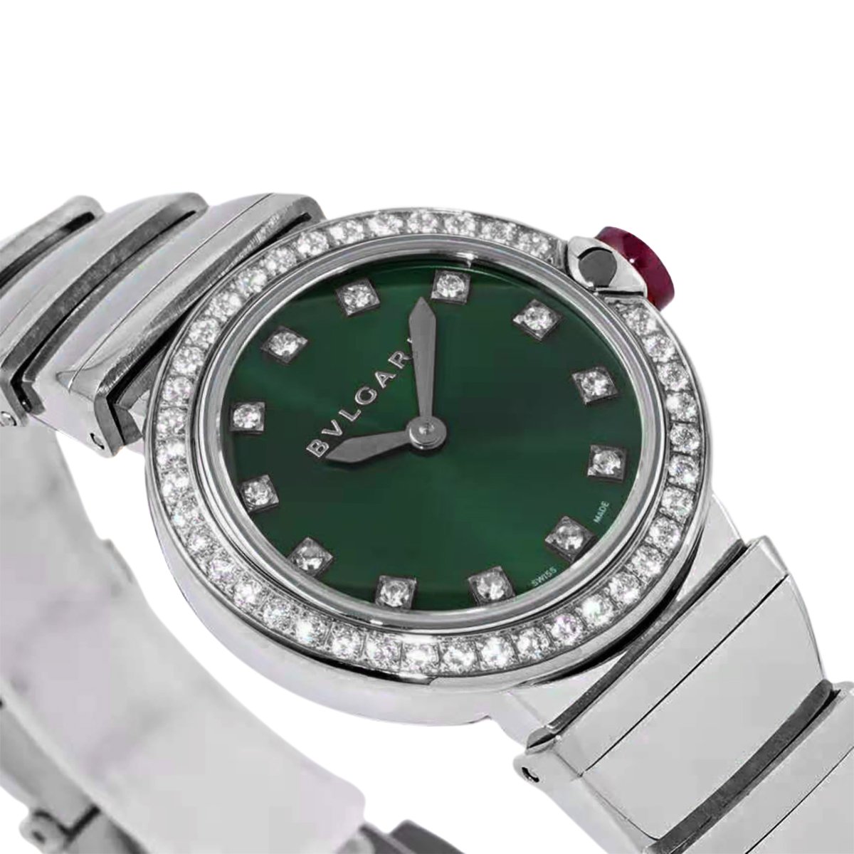 Lvcea Emerald Green Dial in Steel with D1am0nd Bezel