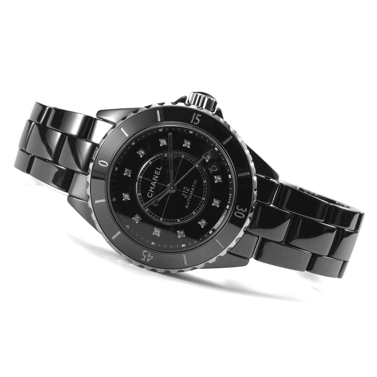 J12 Black Ceramic and Steel with D1am0nd Markers Ref: H5697