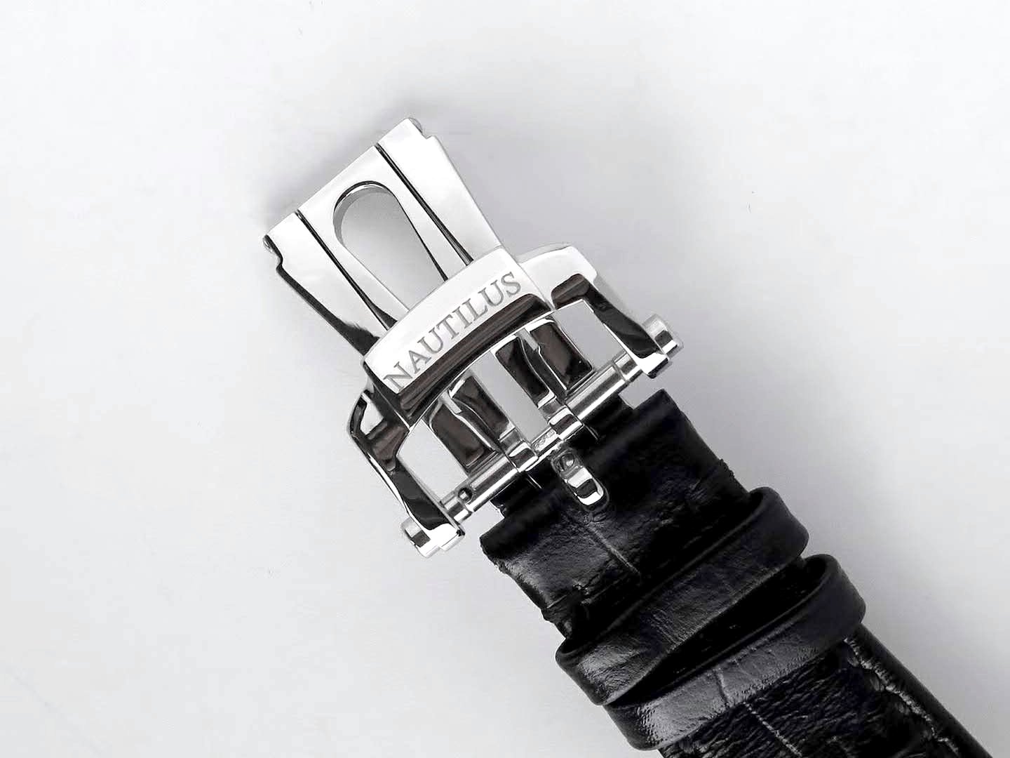 Nautilus Jumbo 5711 Grey Dial in Steel with Black Leather Strap