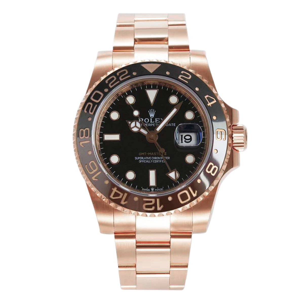 GMT Master II 126715 CHNR “Rootbeer” in Rose Gold