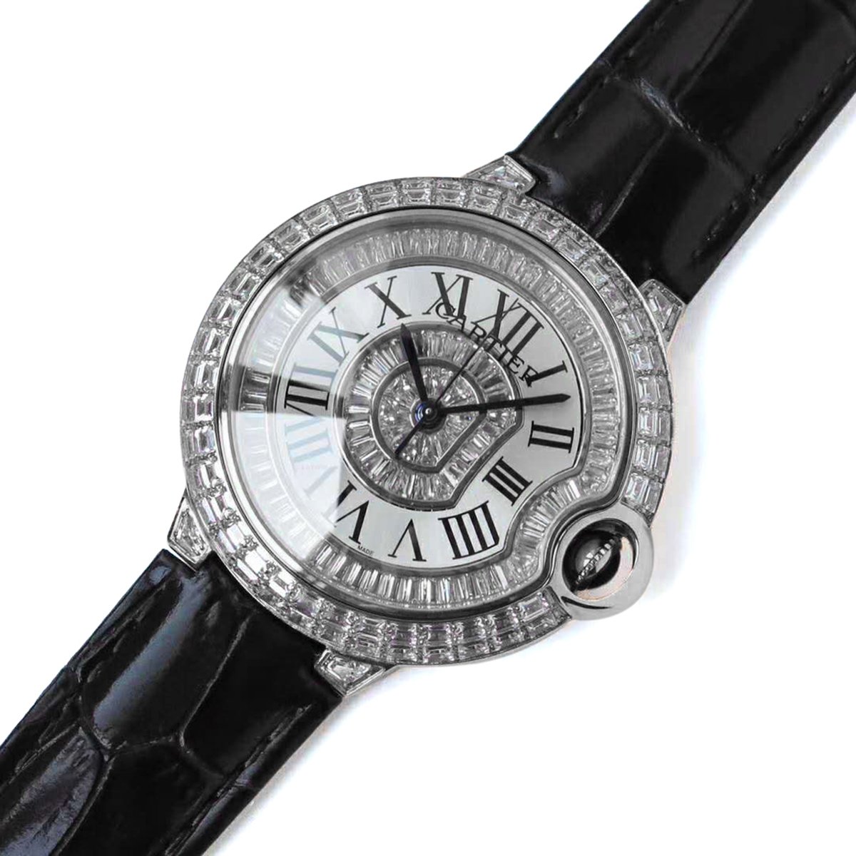 Ballon Bleu de Ca*t1er 42mm White Dial with D1am0nds in Rose Gold