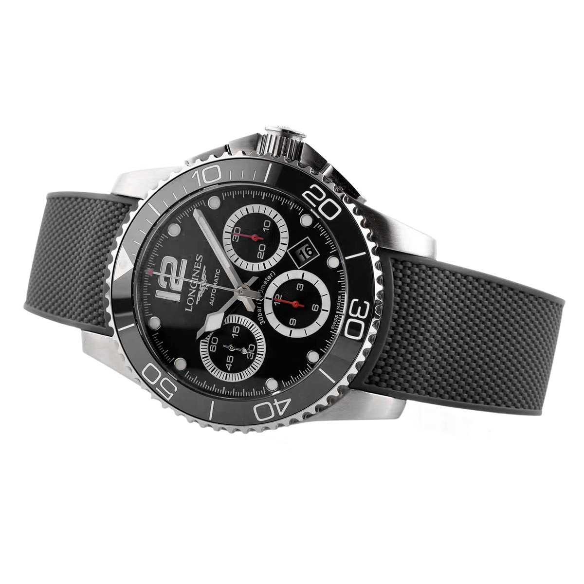 Hydroconquest Black Dial on Rubber Strap