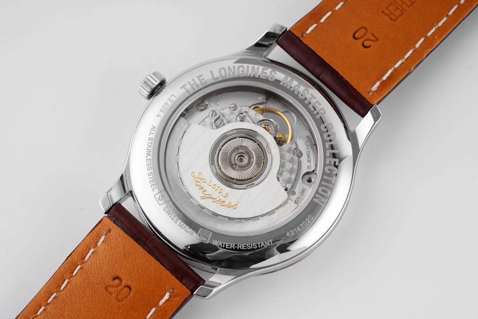 Master Collection White Dial on Brown Leather Strap