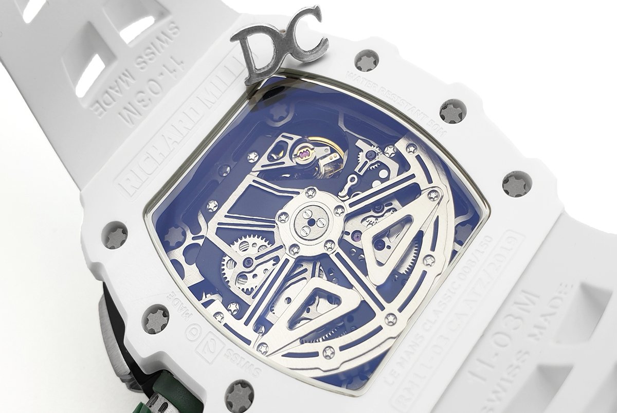 RM 011-02 Le Mans Classic Chronograph in Green on White Rubber Strap