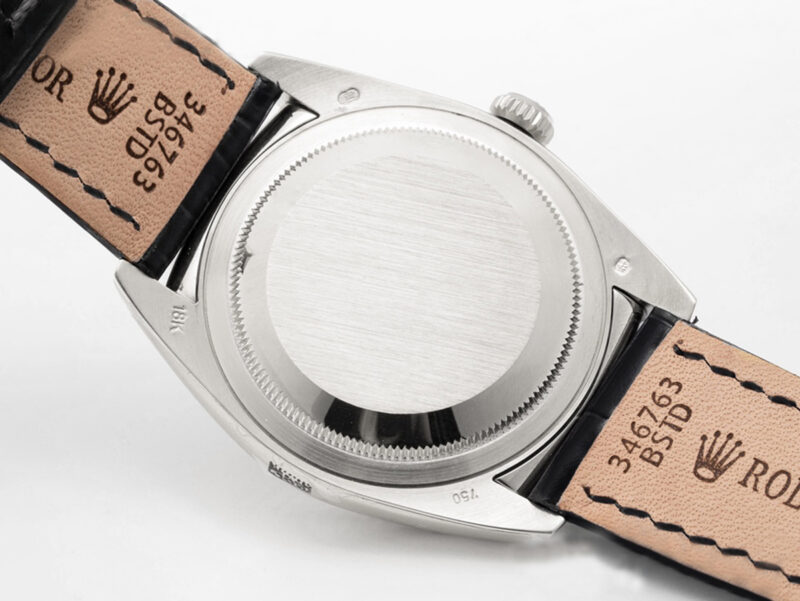 Day-Date 40 Silver Dial in White Gold on Leather Strap