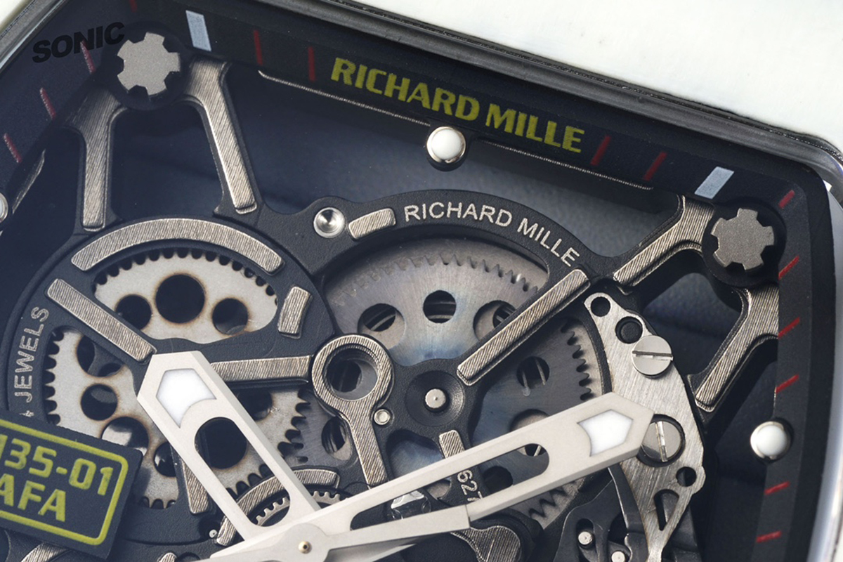 RM 035-01 Rafael Nadal White NTPT on Blue Rubber Strap (Sonic)