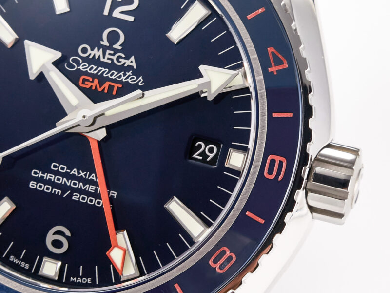 Planet Ocean 600M Co-Axial GMT 43.5mm VSF 1:1 Best Edition Blue Dial Blue Ceramic Bezel on SS Bracelet A8605 S*per Clone